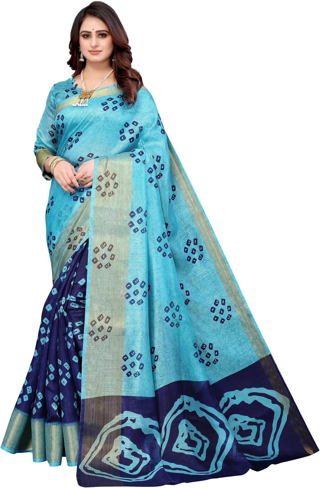 CroconIndian Women's New Sana Silk Stylish Saree with Unstiched Blouse Piece (Free Size)