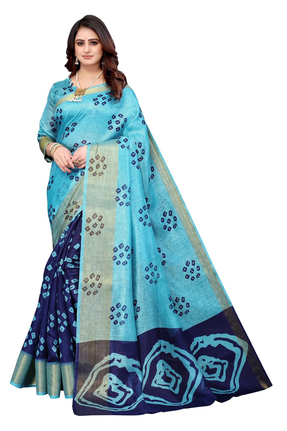 CroconIndian Women's New Sana Silk Stylish Saree with Unstiched Blouse Piece (Free Size)