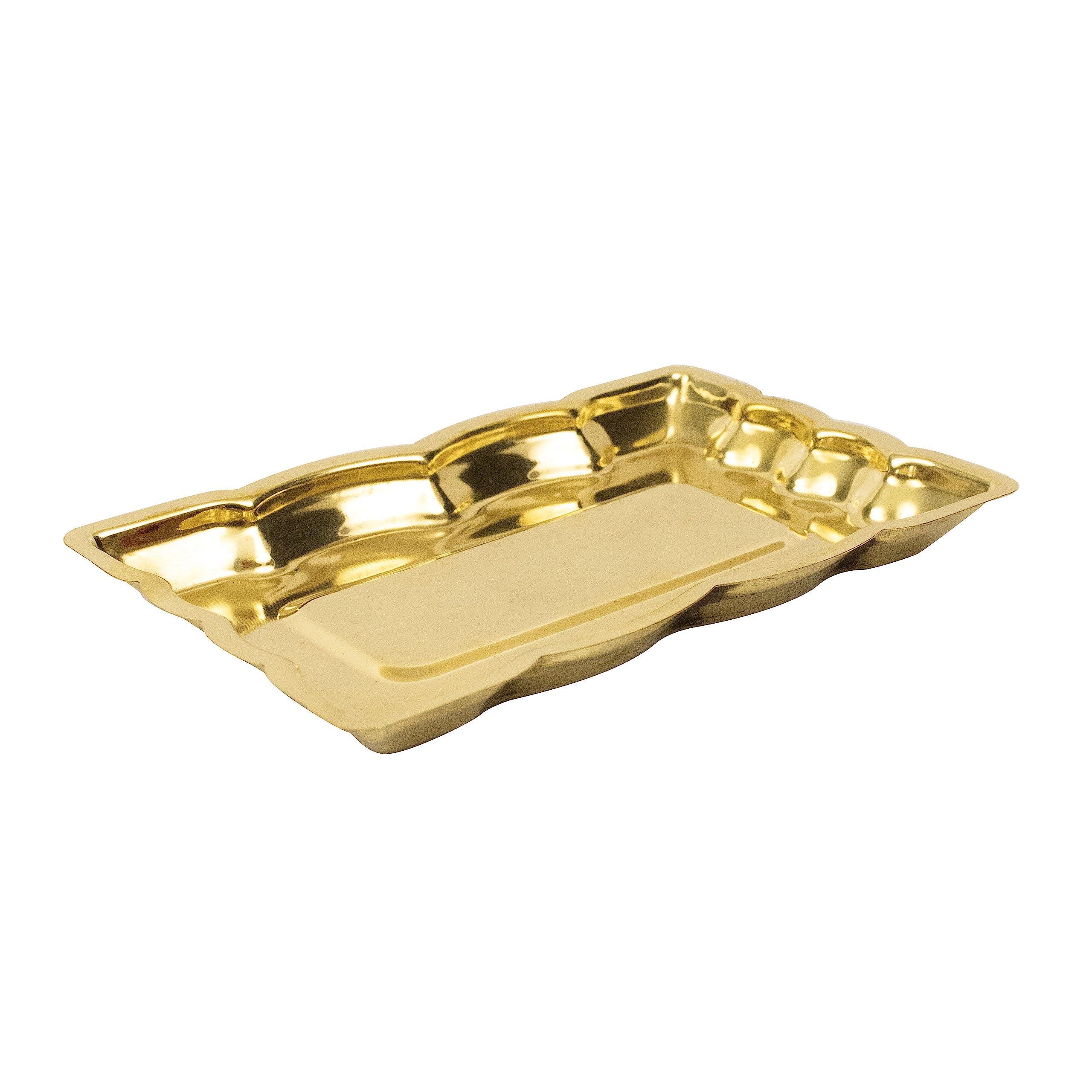 Spillbox Traditional Handcrafted Puja Plate|Pooja Thali|Thambulam|Home décor|Brass Plate|Decorative|Serving and Gifting Tray Small- Rectangular