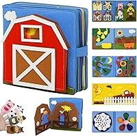AIXMEET Montessori Felt Busy Book Quiet Book for Toddlers 3-6 Years Farm Theme Travel Toy Fine Motor Skills Development