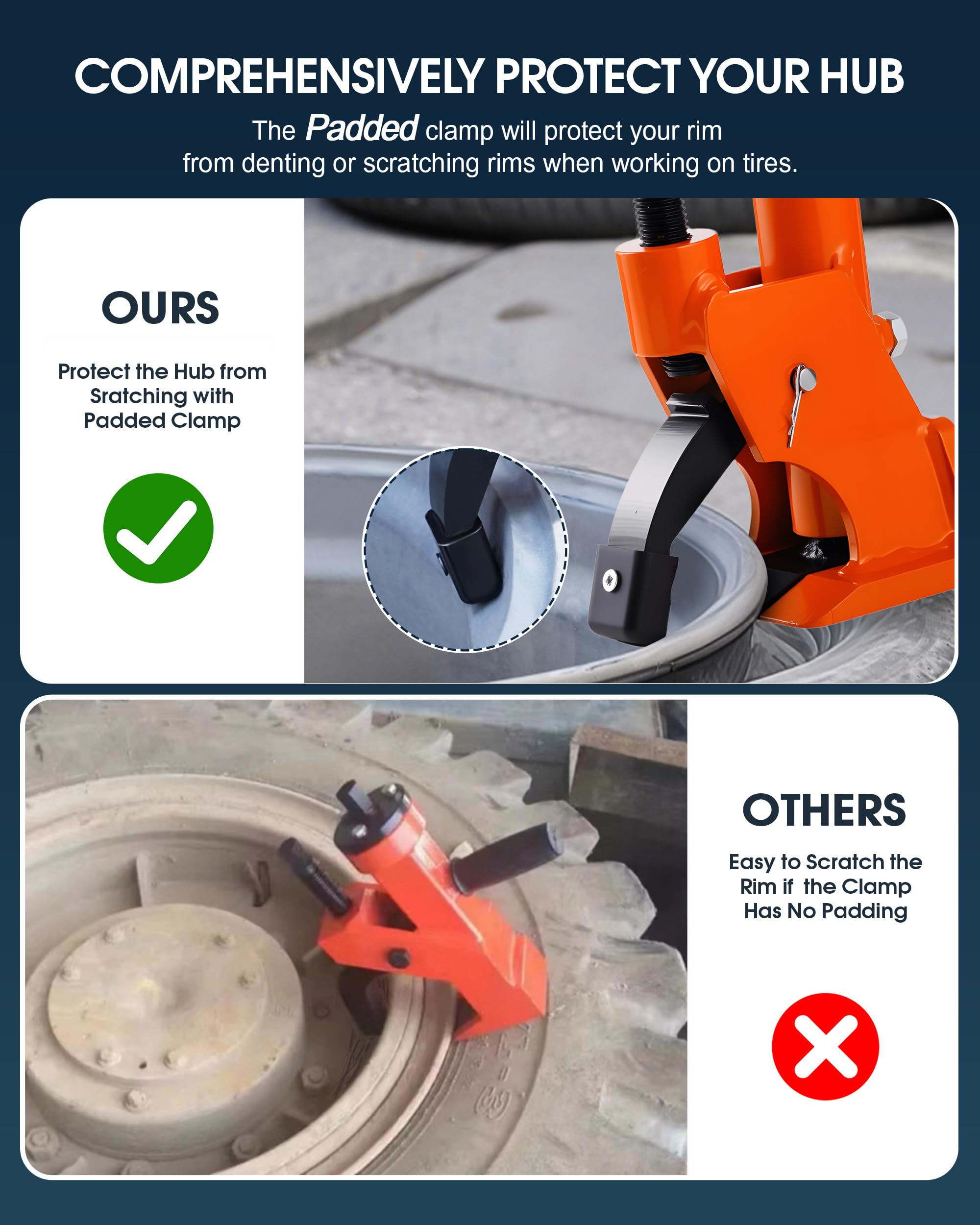 Interruptor manual de cuentas de neumático, herramienta de cambio de neumáticos de 38 a 42 pulgadas con almohadilla de goma, protege los cubos de aleación de aluminio, herramienta de reparación