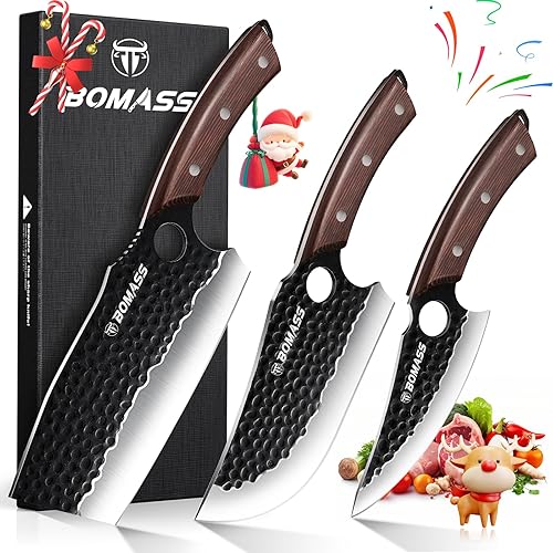 Cuchillo de carnicero para carne, cuchillo japonés forjado a mano, juego de 3, cuchillo de cocina de alto carbono, cuchillo de chef serbio y