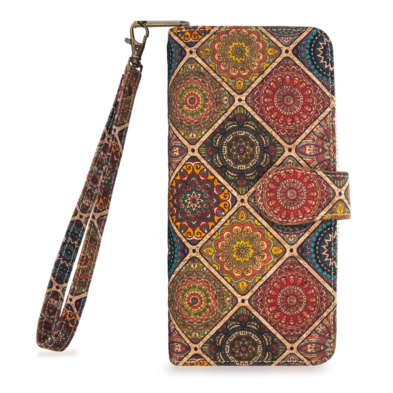 boshiho Portafoglio da donna in sughero, vegano, grande portafoglio da donna in sughero, con chiusura lampo, protezione RFID, regalo vegano, Cork-b, L, Classico