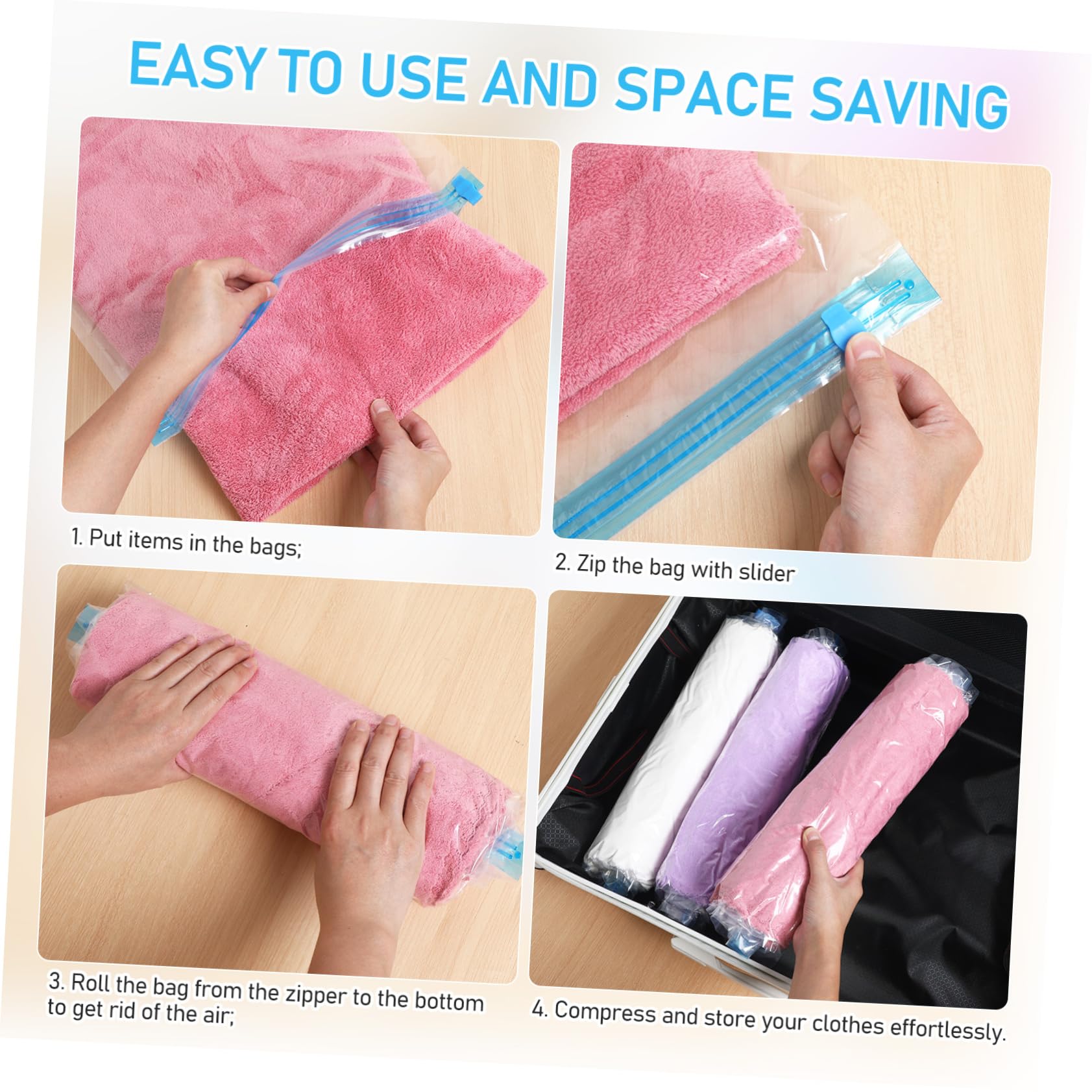 LABRIMP 12pezzi Sacchetti Da Viaggio Compressivi Pz Buste Sottovuoto Per Imballaggio Per Trasportare Abbigliamento e Accessori Durante Viaggi Campeggio e Conservazione Casa Pz