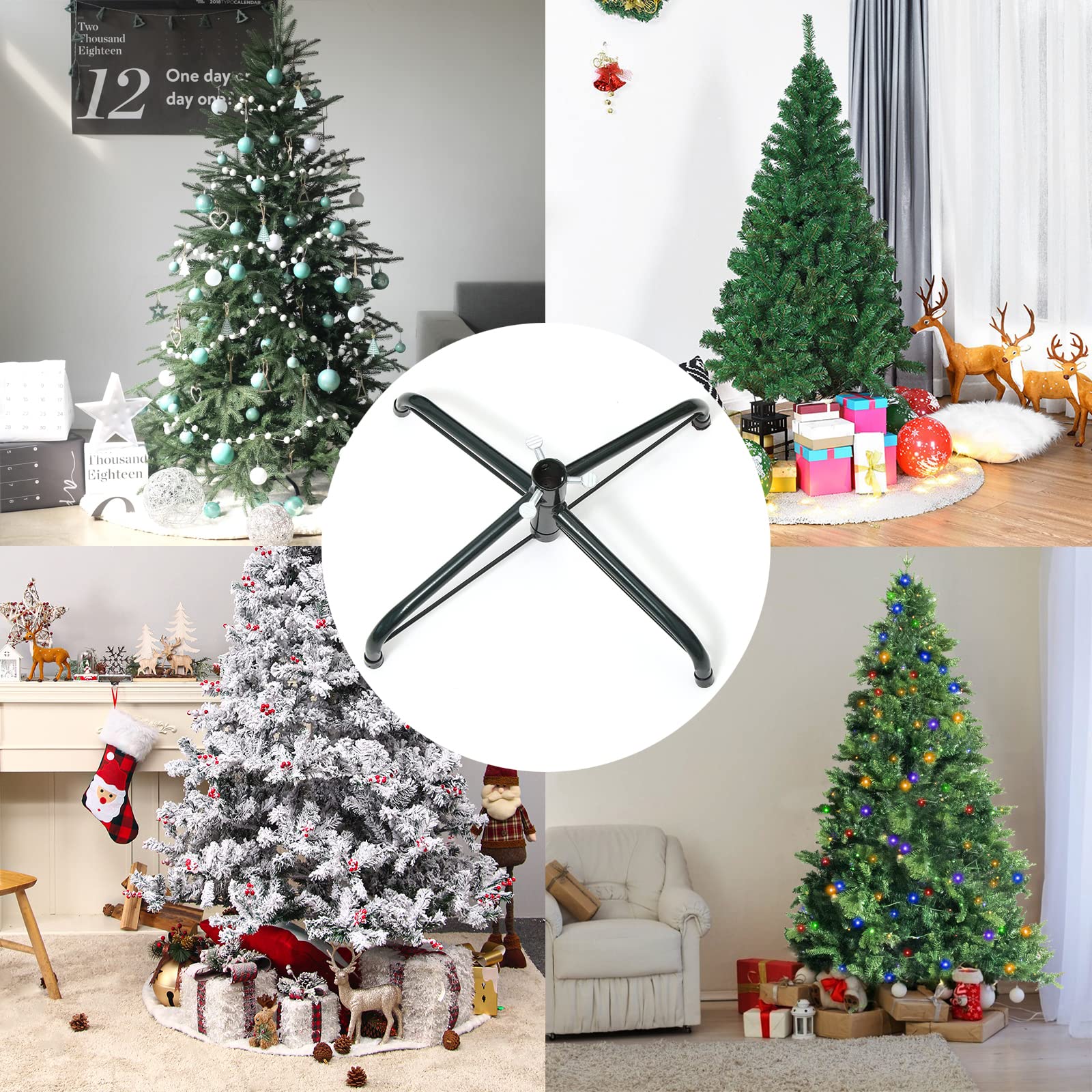 Angoily Kerstboomstandaard, opvouwbare kerstboomstandaard met rubberen voeten, metalen boomstandaard voor kunstkerstbomen, kerstfeestdecoratie, 35 cm, ø 1,9 cm Angoily Kerstboomstandaard, opvouwbare kerstboomstandaard met rubberen voeten, metalen boomstandaard voor kunstkerstbomen, kerstfeestdecoratie, 35 cm, ø 1,9 cm