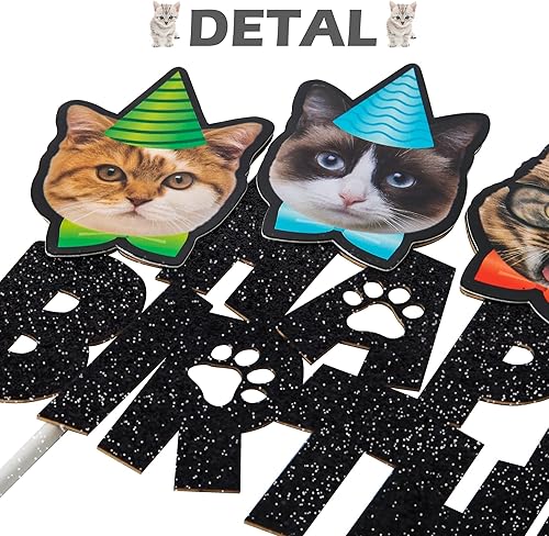 Miniatura 3 de Decoración de pastel de cumpleaños con temática de gato, decoración de pastel para miau, gatito, gato, fiesta de cumpleaños, suministros de baby