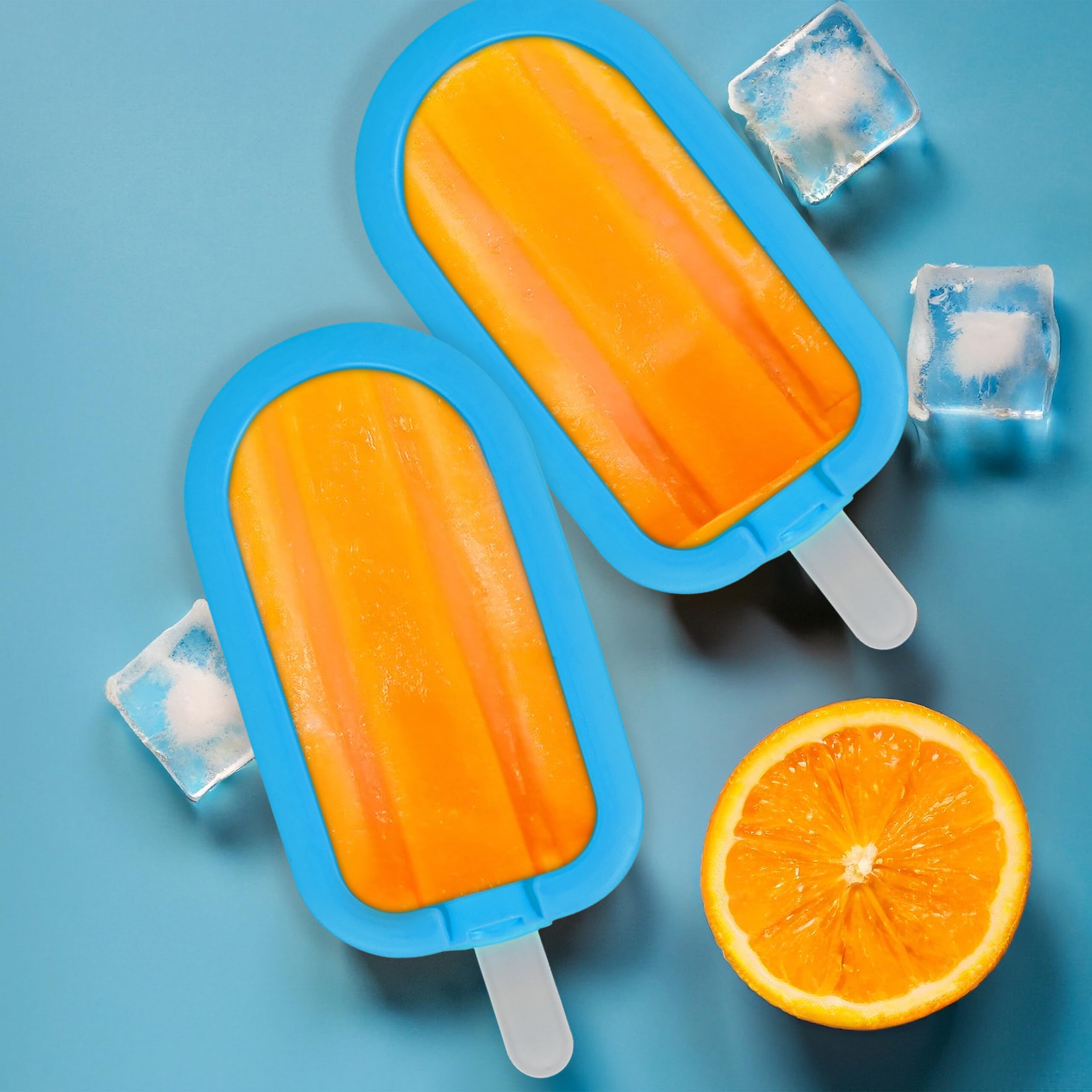 Relaxdays Stampi in Silicone per Ghiaccioli, Set da 10 Formine Senza BPA, Forme per Gelato con Bastoncino, Verdi e Blu