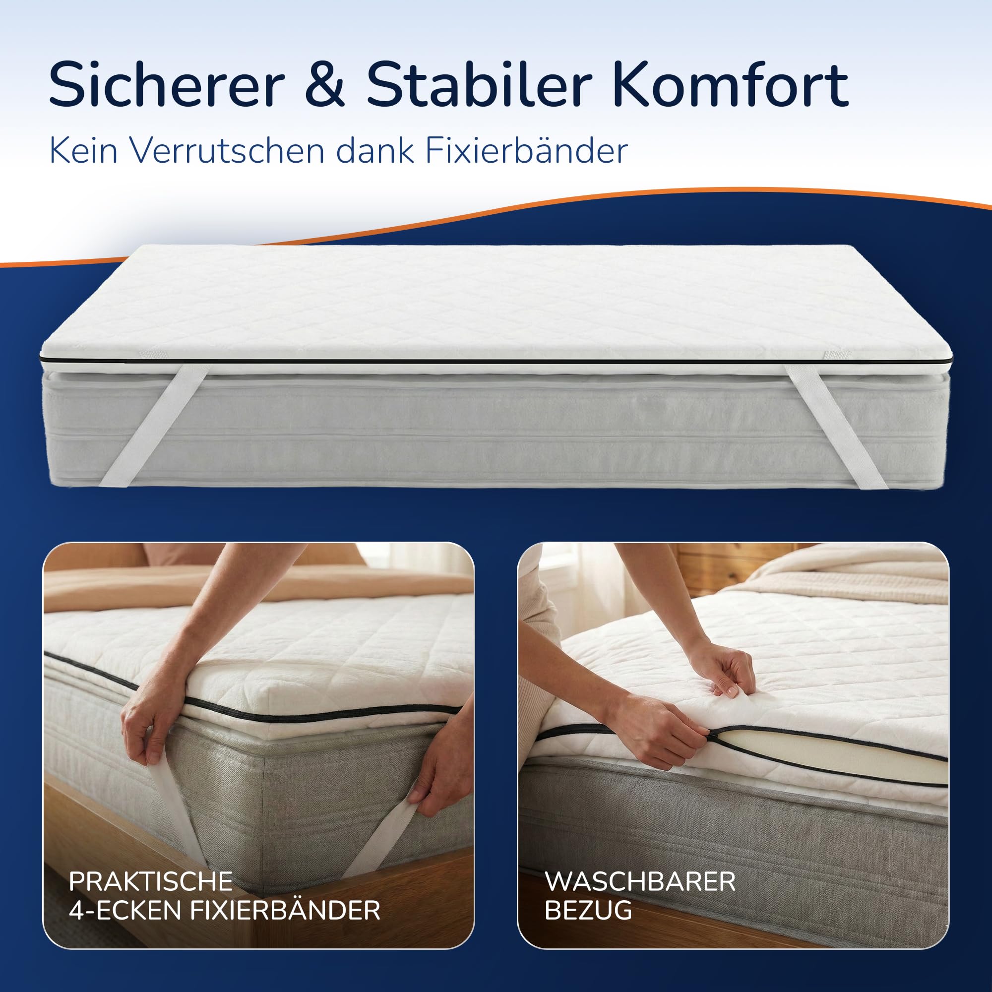 MSS e.K. Komfortschaum Matratzentopper 130 x 200 cm | optimale Körperanpassung | Mattress Topper 130x200 | Designed und produziert in Deutschland | Oeko-TEX Zertifiziert