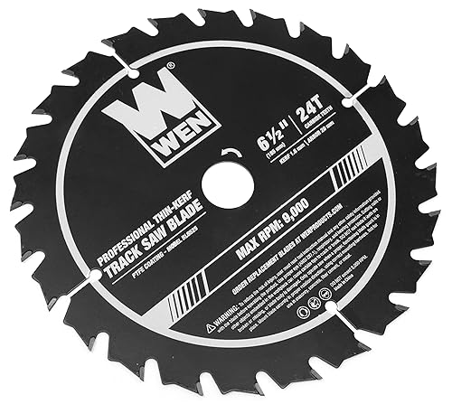 Miniatura 2 de WEN BL6525 Hoja de sierra profesional de pista de 6.5 pulgadas y 24 dientes con punta de carburo delgado con revestimiento de PTFE