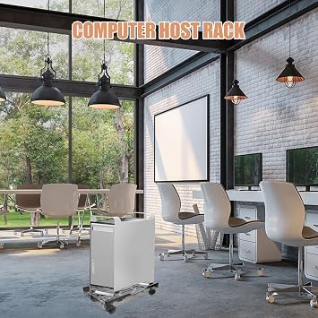 Adjustable Rolling PC Tower Stand Width 24-28cm and Heat Dissipation with 360° Rotating Wheels and Aging Resistant PC Material for Carpet Use Suitable under Computer Desk