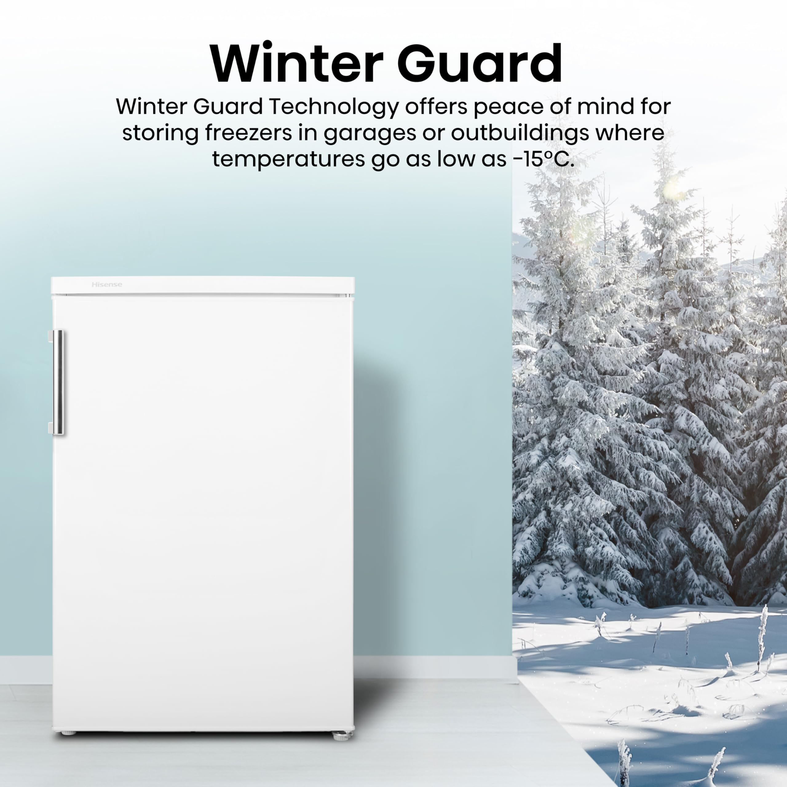 Hisense FV105D4BW21 56cm Under-Counter Freezer, 82-Litre Capacity, Reversible Door, 3 Freezer Drawers, White, E Rated — view 9