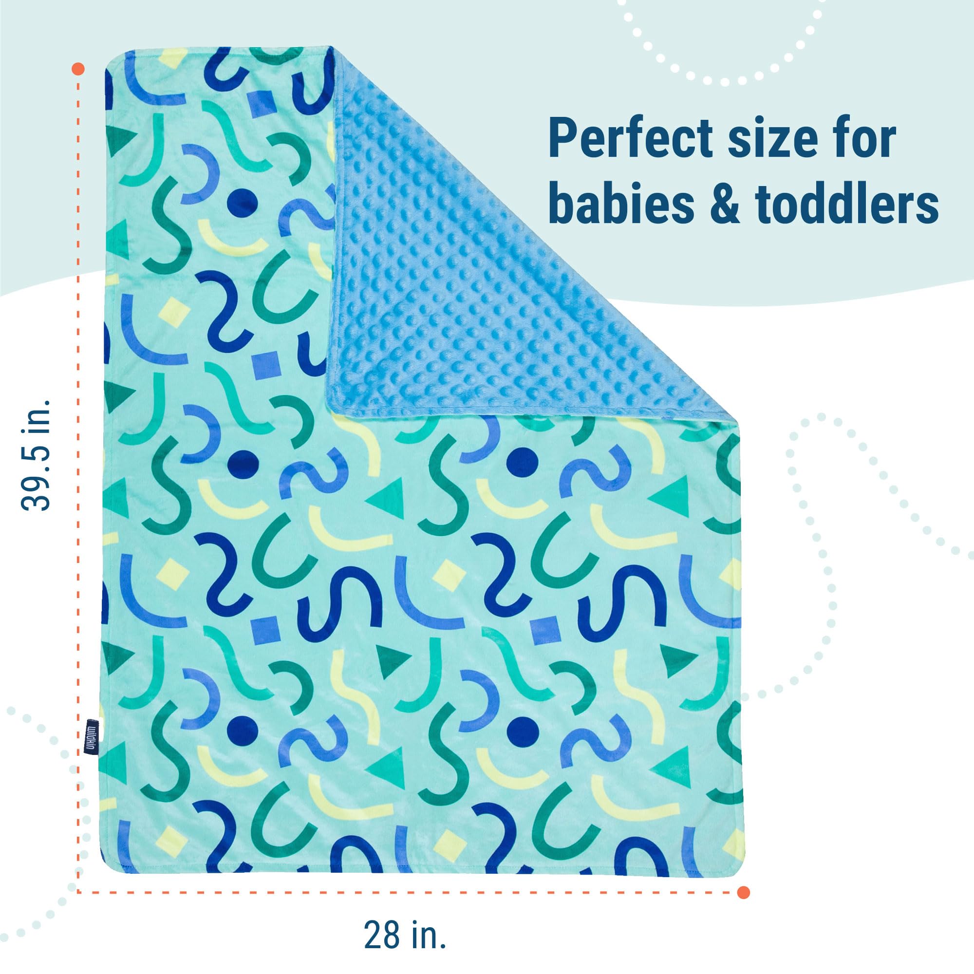 Wildkin Manta de felpa para bebés, niños y niñas, tamaño perfecto para la guardería e ideal para viajes, mantas súper suaves que miden 39.5 x 28 x 0.5 pulgadas (azul confeti)