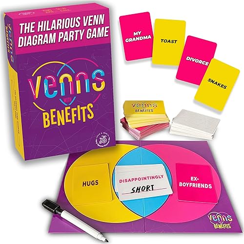 VENNS WITH BENEFITS – Fun Board Game About Venn Diagrams for 3+ Players, Teens & Adults, Perfect for Friends & Family Game Nights - Base Game - Venns With Benefits