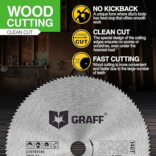 Miniatura 4 de Hoja de sierra circular de acero al carbono de 7-1/4 pulgadas para madera, madera contrachapada, laminado, paneles de yeso, plástico, disco de corte