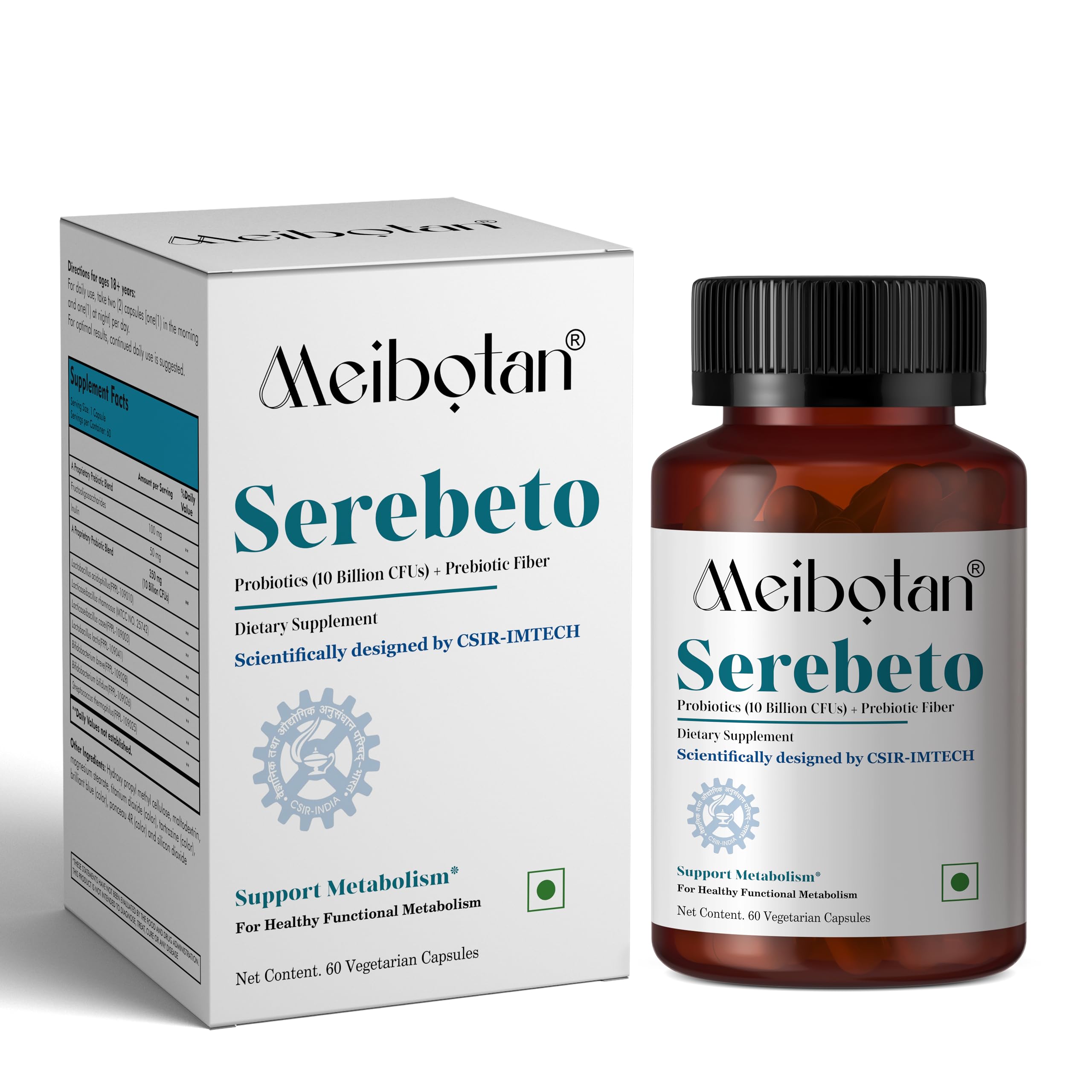 Meibotan Serebeto India First 10 Billion Probiotic Blend formulation Scientifically designed by CSIR-IMTECH Control Diabetes & Blood Sugar Levels 60 Veg Capsule (Men & Women)-image-12