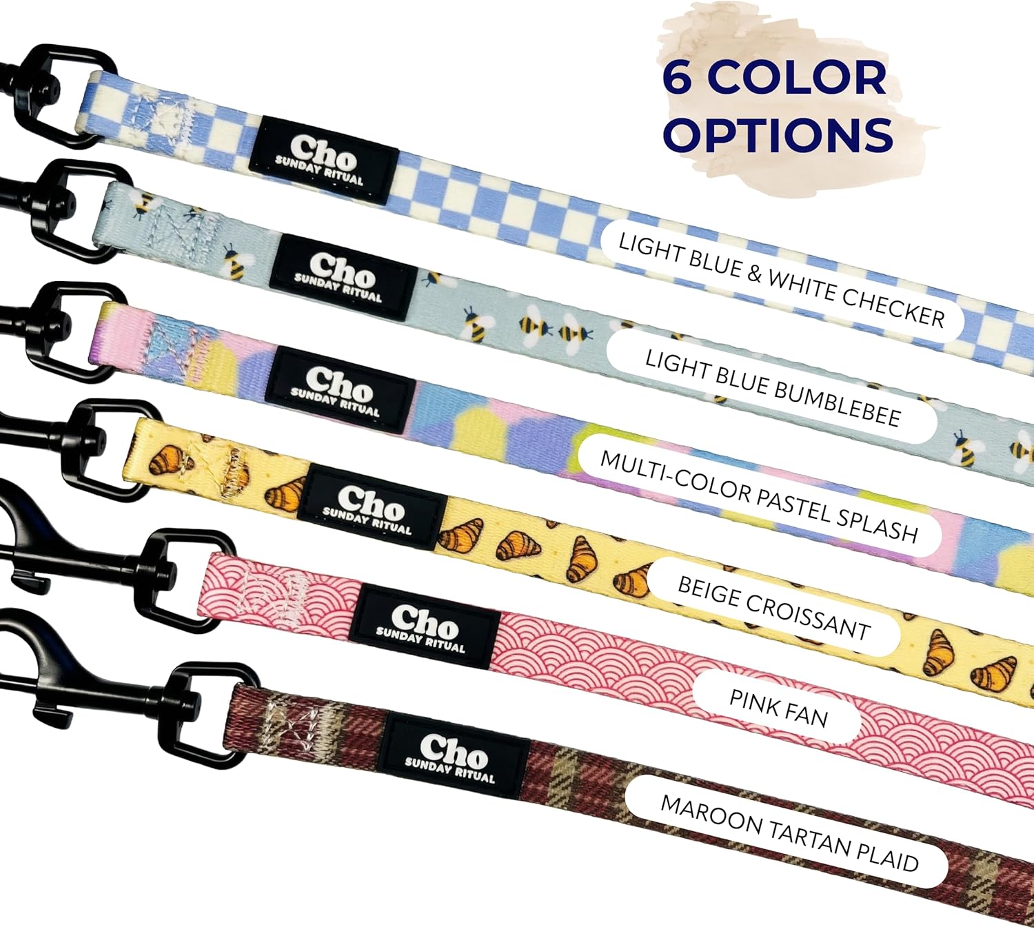 Dog Leash and Collar Set – Padded Handle & Neck with Heavy Duty Nylon, Available in XS/S/M/L - Choose from 4 Vibrant Colorful Patterns (X-Small, Light Blue & White Checker)