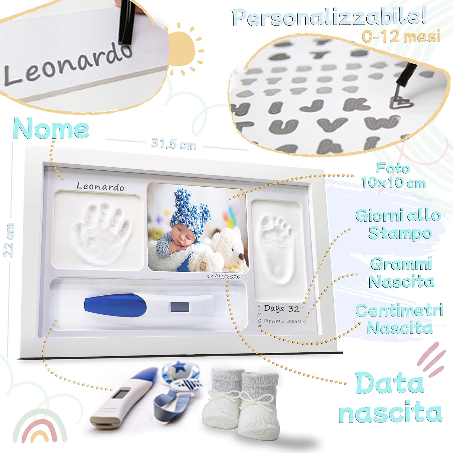 Lalfof Baby frame whit name and date