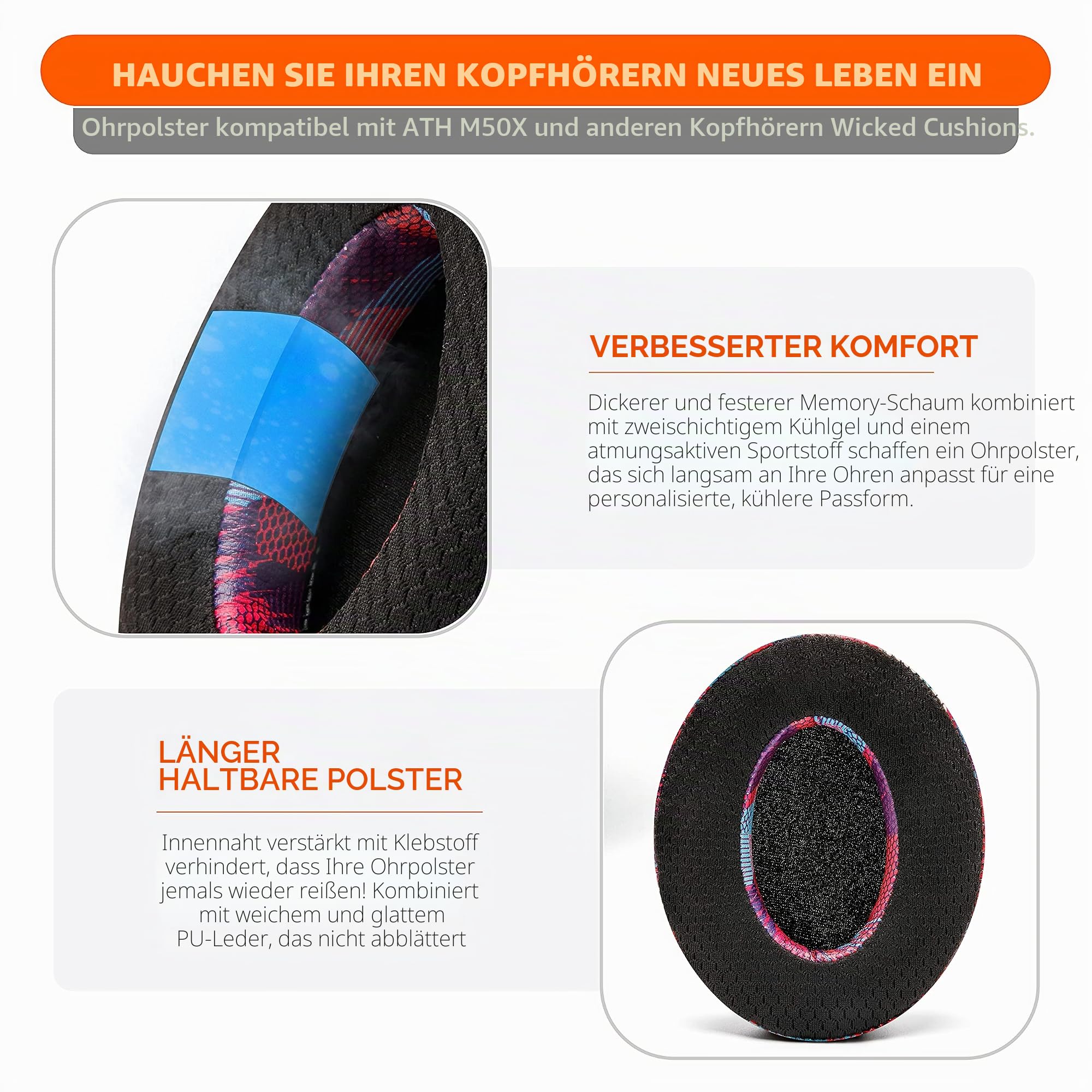 WC Freeze – Kühlgel-Ohrpolster für ATH M50X / SteelSeries Arctis/HyperX