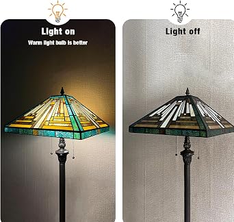 Capulina Tiffany Lamp Amber Green Stained Glass Floor Lamp 2-Light