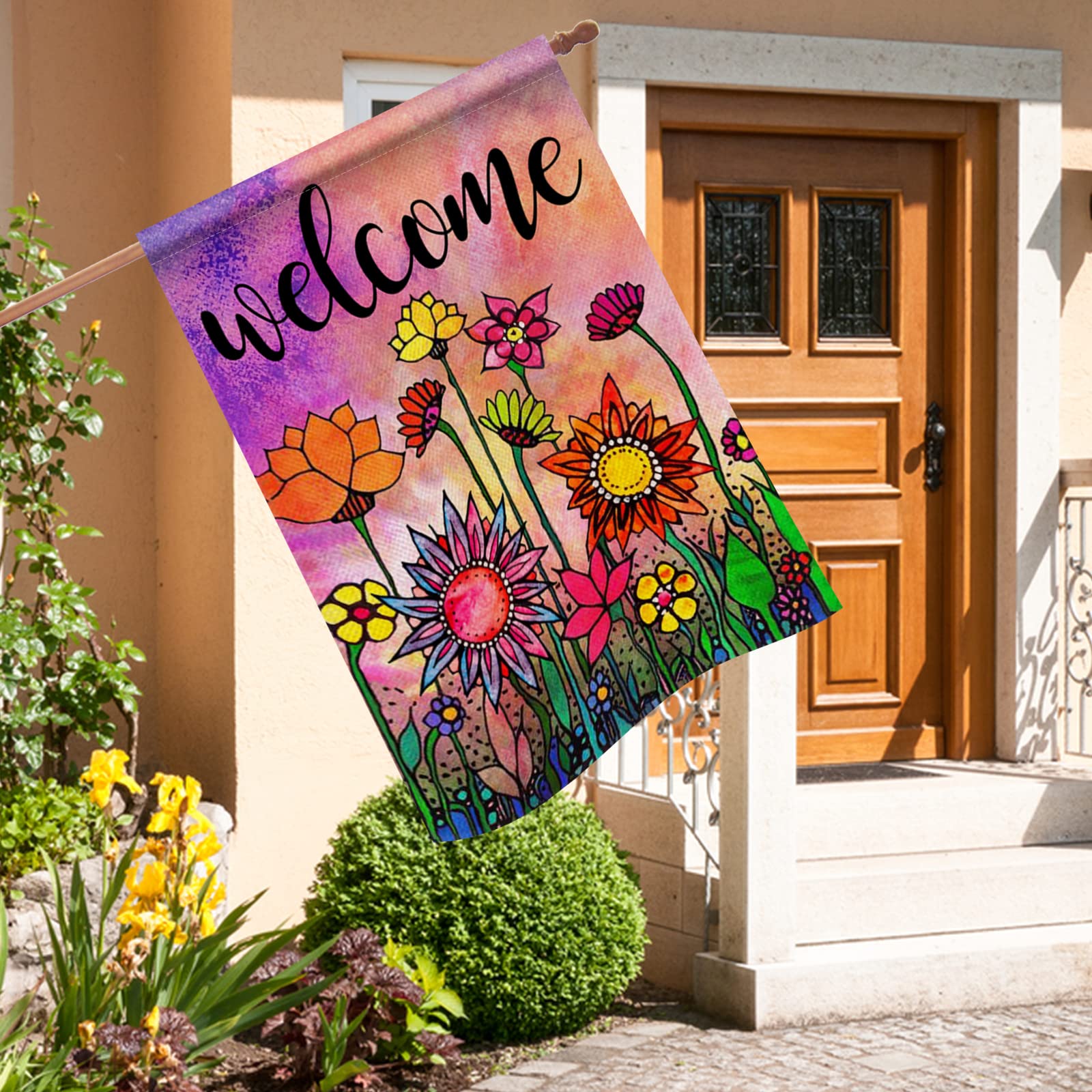Hzppyz Gartenflagge Lavendel – Rustikale Jute-Flagge Für Frühling & Sommer (ca. 31x46 Cm), Wetterfest & Doppelseitig Bedruckt