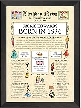 The Save the Date People 90th Birthday Gifts - 1936 Day You Were Born Gift Personalised for Grandad Nan Gran Mum Dad