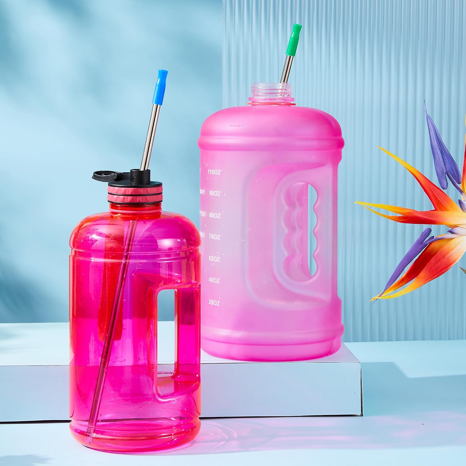 4 Pieces 14" Extra Long 0.32" Big Wide Reusable Stainless Steel Metal Straws with Cleaning Brush & Silicone Tip for 128 100 75 64 40 oz Large Water Bottle, Tall Tumbler, Wine Bottle - Image 3