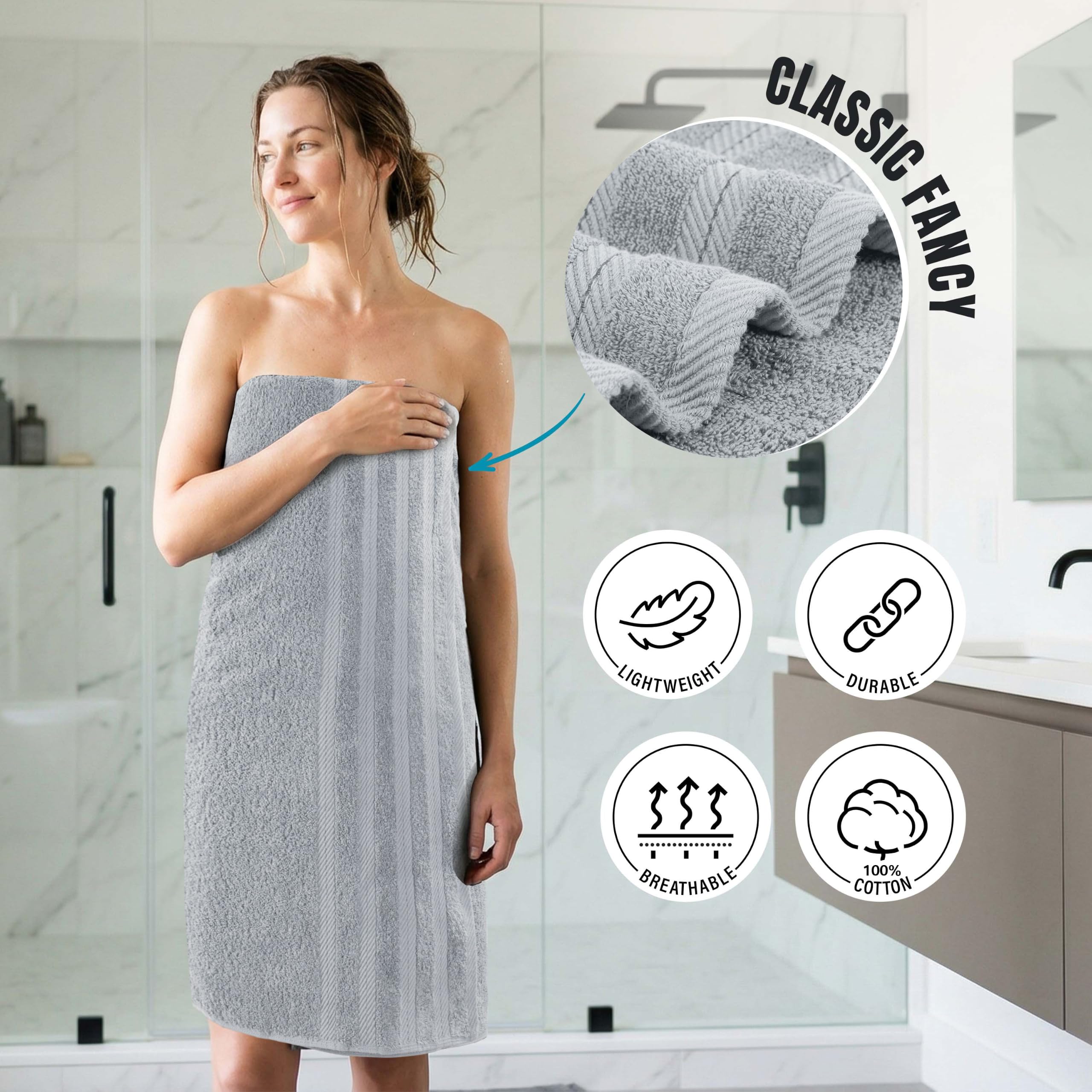 Utopia Towels Juego de toallas de 8 piezas, súper absorbentes y de secado rápido, 100 % algodón hilado en anillo, toallas gruesas para baño, spa y hotel, 2 baños, 2 manos, 4 toallas pequeñas, color