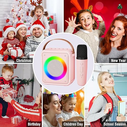 Miniatura 3 de Ankuka Máquina de micrófono de karaoke de juguetes para niños, regalos de cumpleaños para niñas de 4 a 12 años, altavoz portátil con micrófono