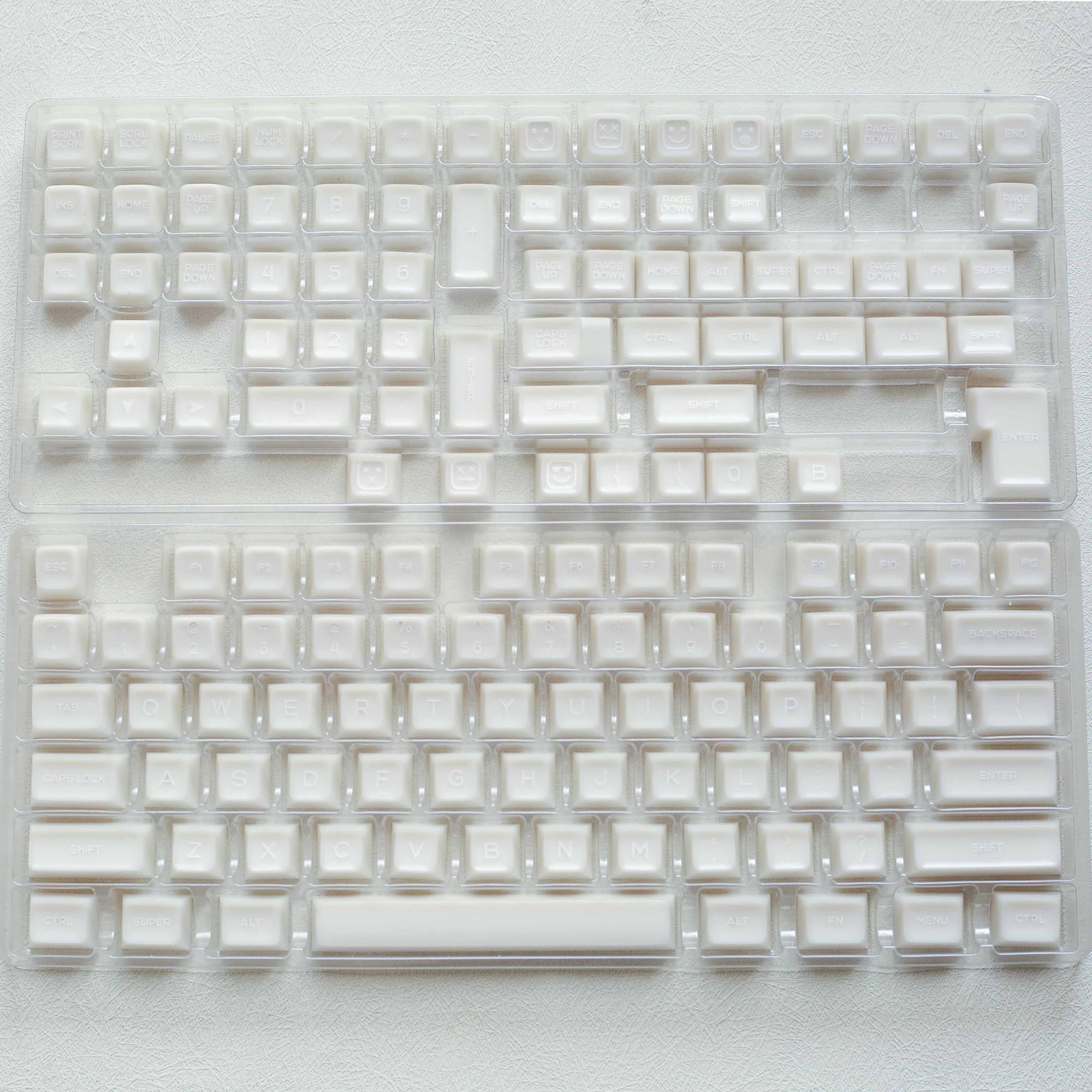 Translucent Jade Keycaps, 142 Keys/ABS/SA Profile/Doubleshot Keycap for MX Switch Custom Mechanical Keyboard (Color : White)