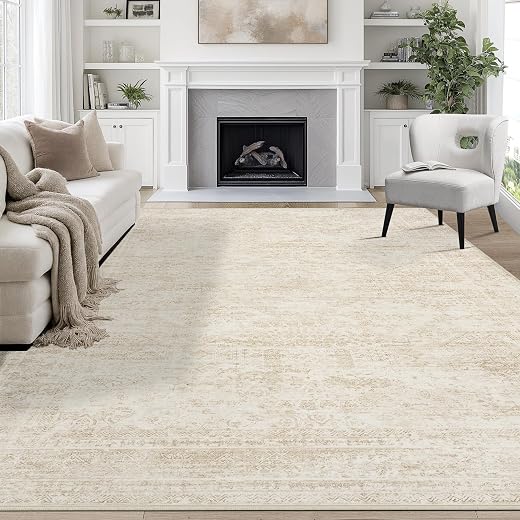 Aelenmu 8x10 Area Rugs for Living Room Washable Bedroom Dining Room Beige
