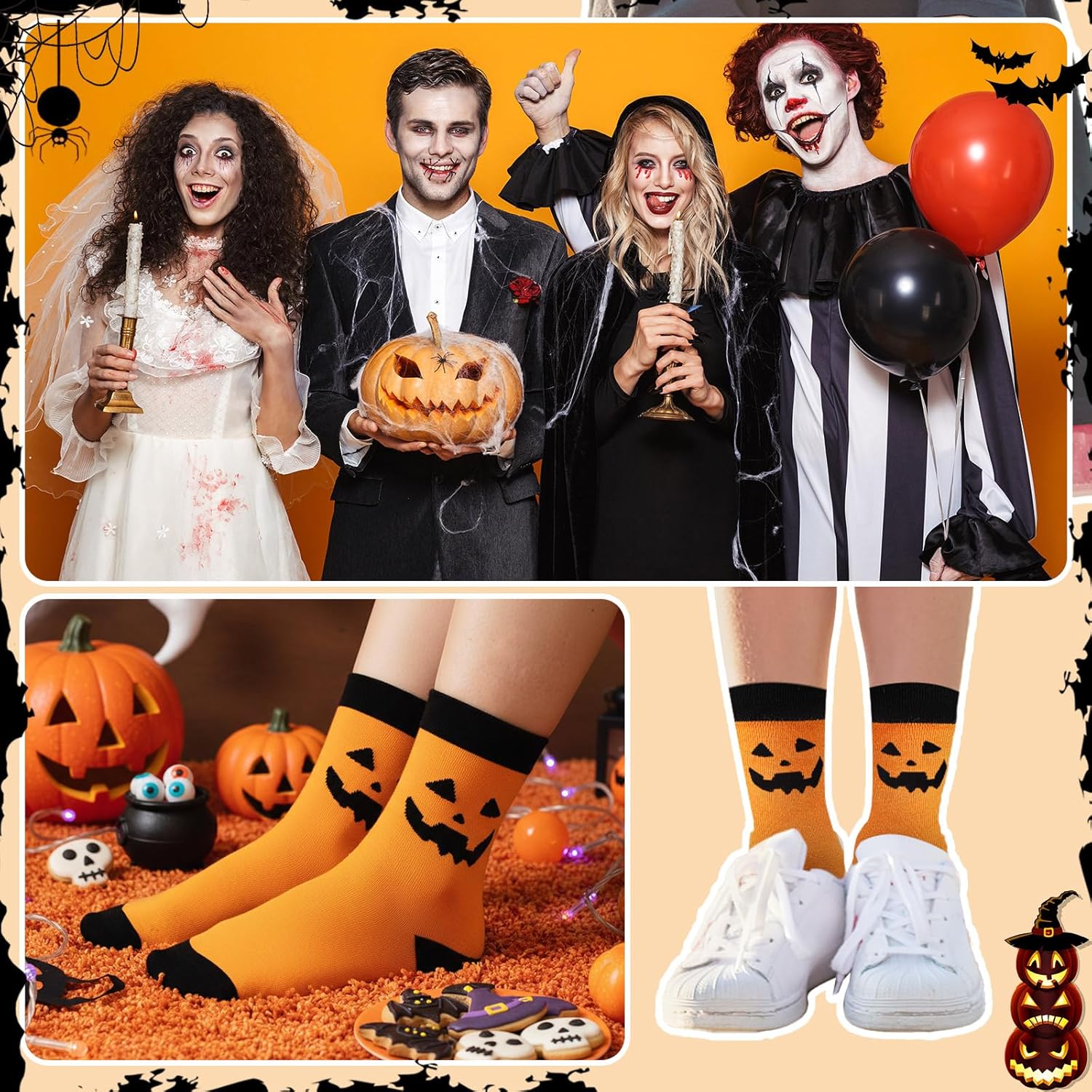 20 Pairs Halloween Pumpkins Socks Novelty Pumpkin Ghost Socks Bulk Funny Crazy Halloween Gifts for Women Men - Image 7