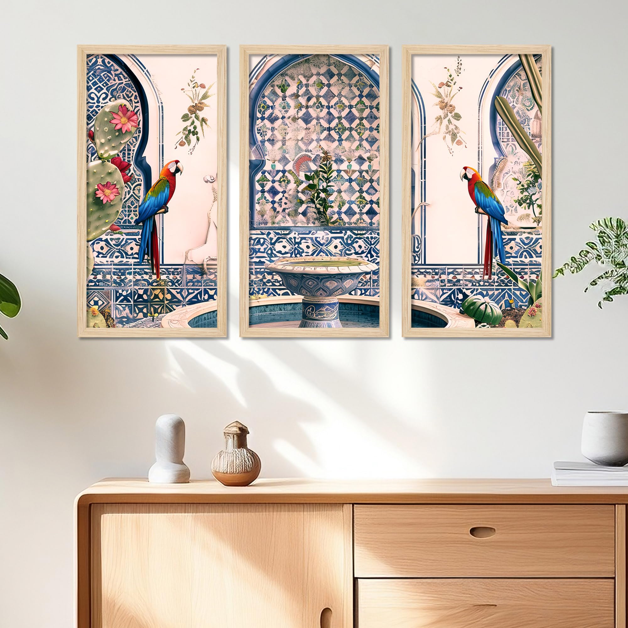 Artvibes Beautiful Jardin Traditional Mughal Art with Arylic Glass Wood Frames Decor item for Living room Bedroom Office Modern Aesthetic Painting Wall Mount Hanging Decoration Item(PF_7214N) Set of 3 (B0D9B7F9N3) Amazon Price History, Amazon Price Tracker