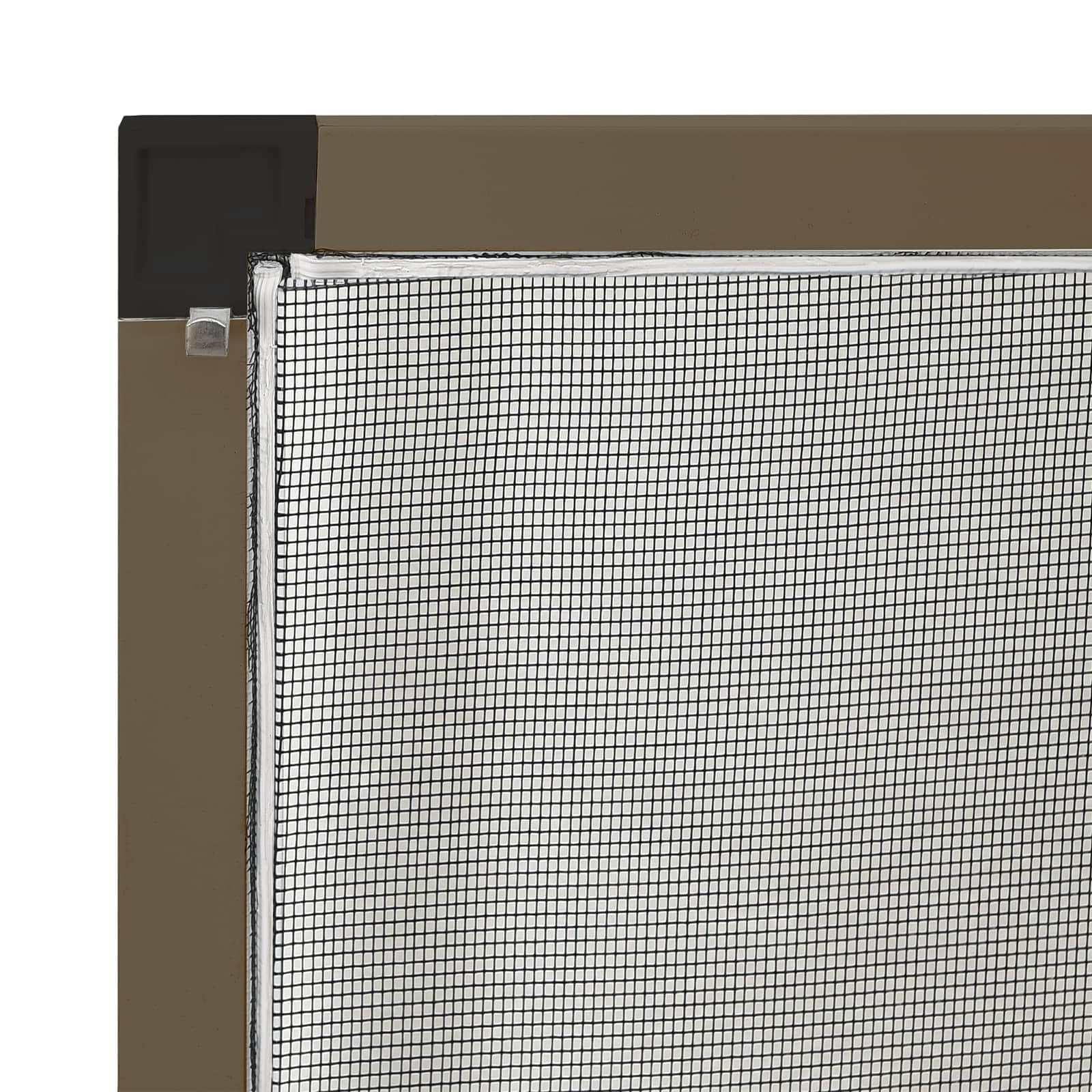 Fliegengitter für Fenster mit Alurahmen, 110 x 130 cm in Braun, zuschneidbares Fenstergitter mit Glasfasergewebe, bohrfreie Montage für Wohnbereich und Küche