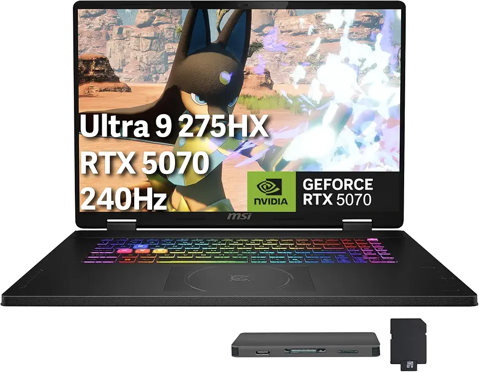 MSI Crosshair 18" QHD+ 240Hz Gaming Laptop, Intel Core Ultra 9 275HX, GeForce RTX 5070 8GB GDDR7, 32GB DDR5, 2TB Storage(1TB SSD+1TB Docking Station Set), 24-Zone RGB Backlit Keyboard, Win 11, Black