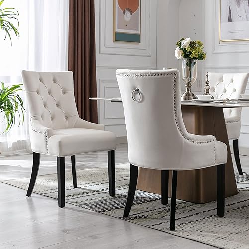 Miniatura 4 de Sillas de comedor de terciopelo, modernas sillas de cocina con patas de madera, sillas tapizadas para comedor, sala de estar, dormitorio (juego de