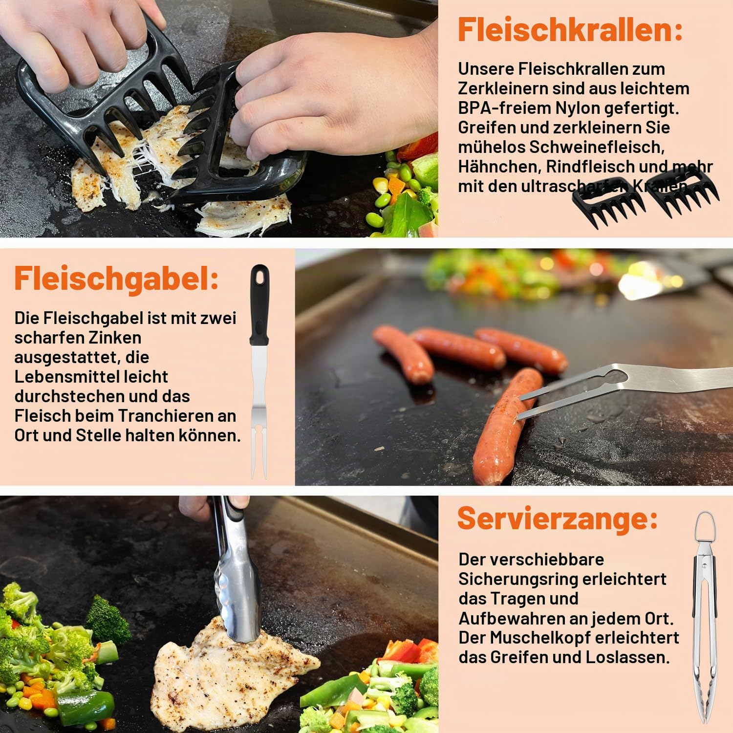 38-teiliges Grillzubehör-Set, professionelles Grillwerkzeug-Set für das Kochen im Freien, Edelstahl-Grillspatel-Set mit Zange, Burgerpresse, Tragetasche, perfektes Grillgeschenk für Männer und Väter