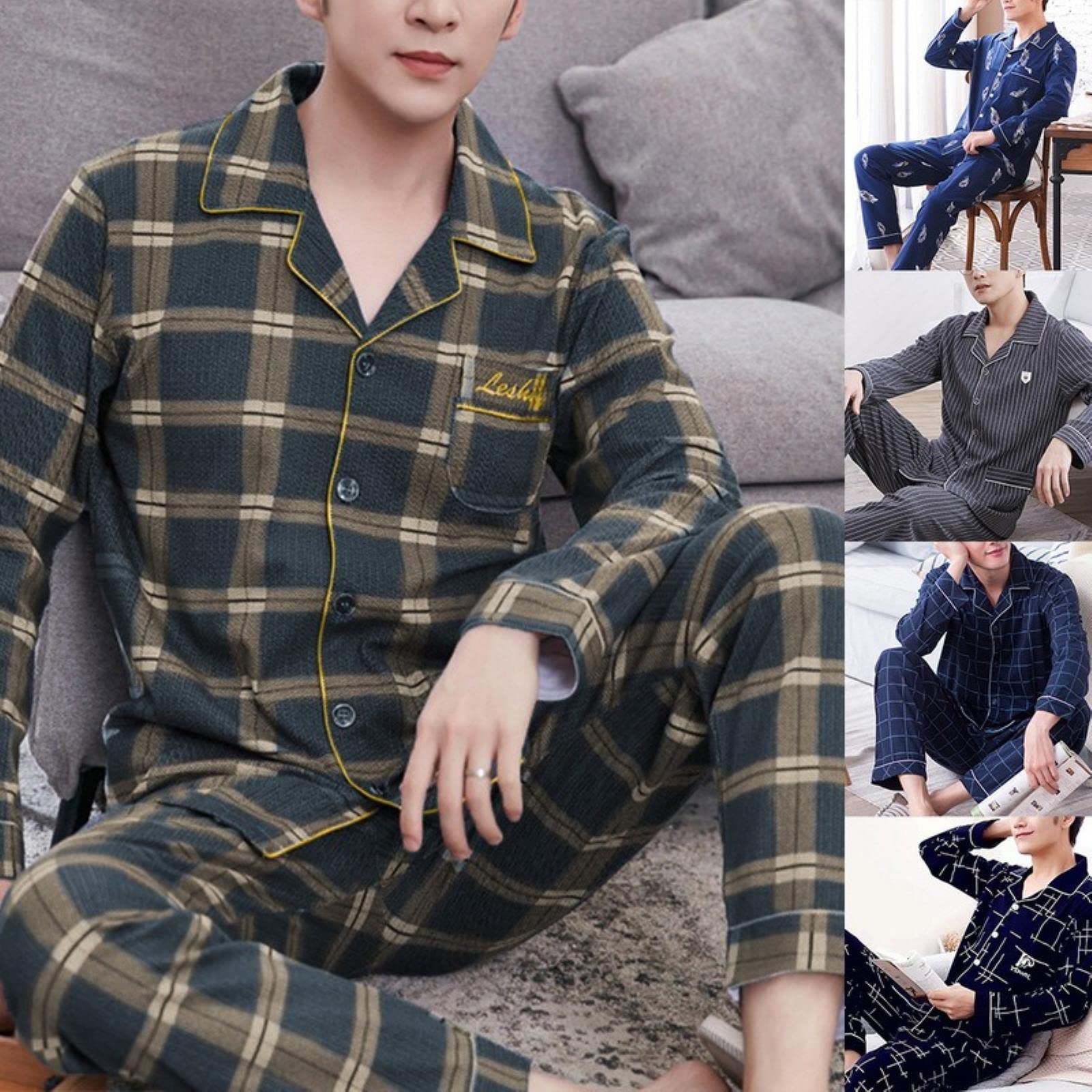 Pigiama Pigiama da Uomo Pigiama in Cotone Suits Pantaloni Pantaloni Pigiama Pigiama Uomo Casual Homewear Abbigliamento Casual