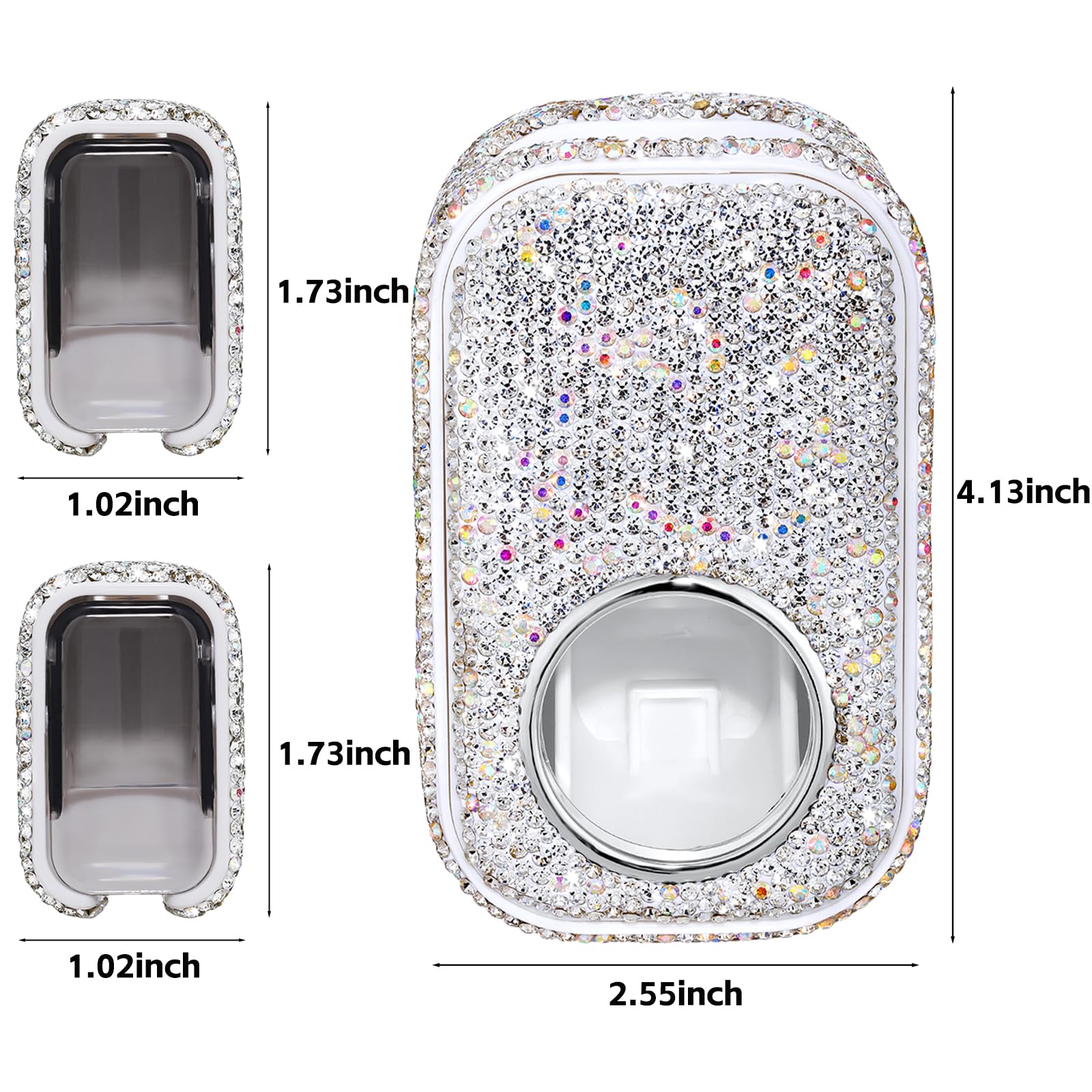 Bling - Juego de soporte automático para cepillo de dientes de pared para baño, diseño innovador de una sola ranura, 2 organizadores de cepillos de dientes brillantes con tapa, dispensador de pasta de