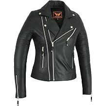 A&H Apparel Women Motorcycle Genuine Sheep Lightweight Leather Jacket Casual