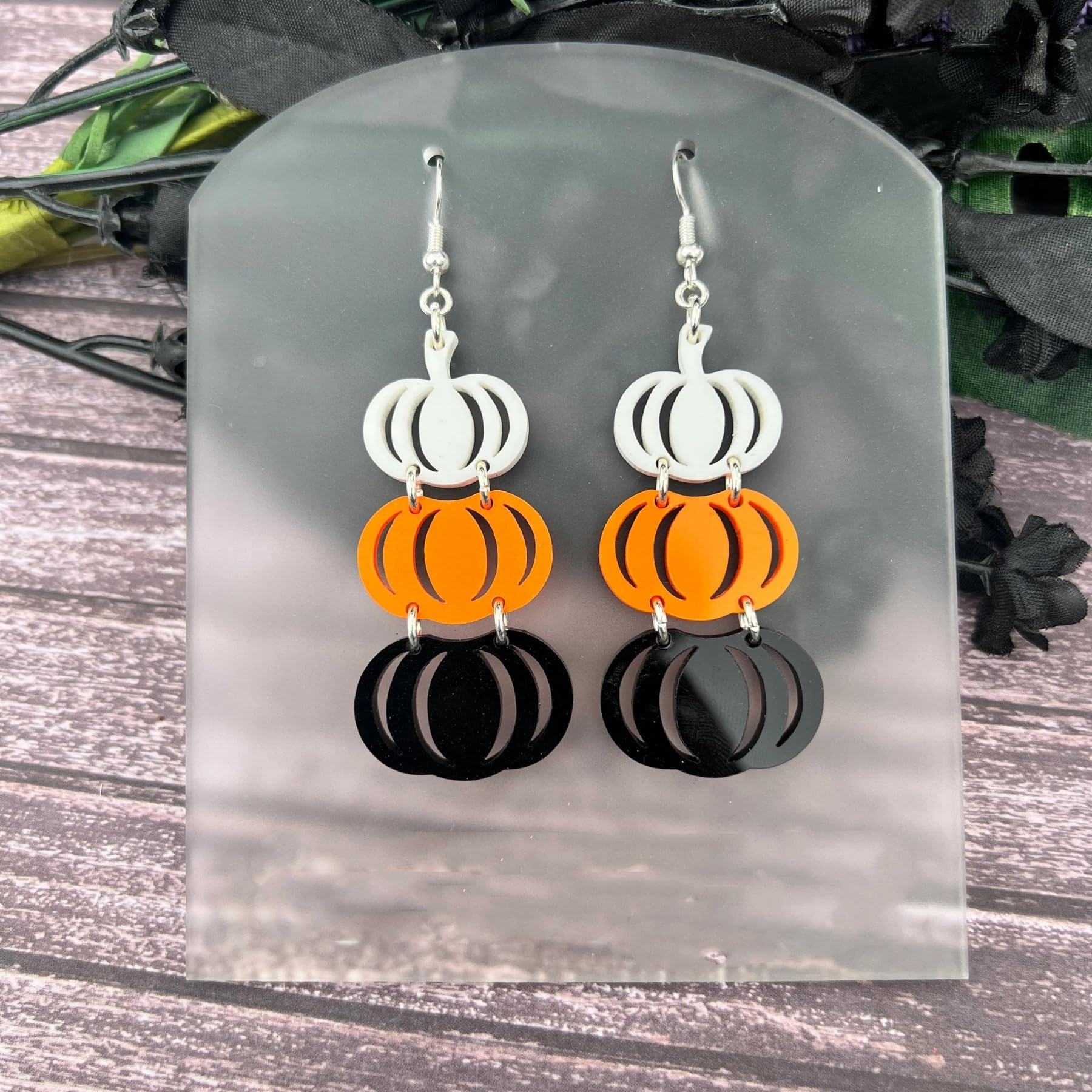Personalized handmade Spooky Ghost Pumpkin Earrings Halloween Cherry Earrings Funny Acrylic Witch hat and boots earrings for Women Halloween Costume Decorations Accessories
