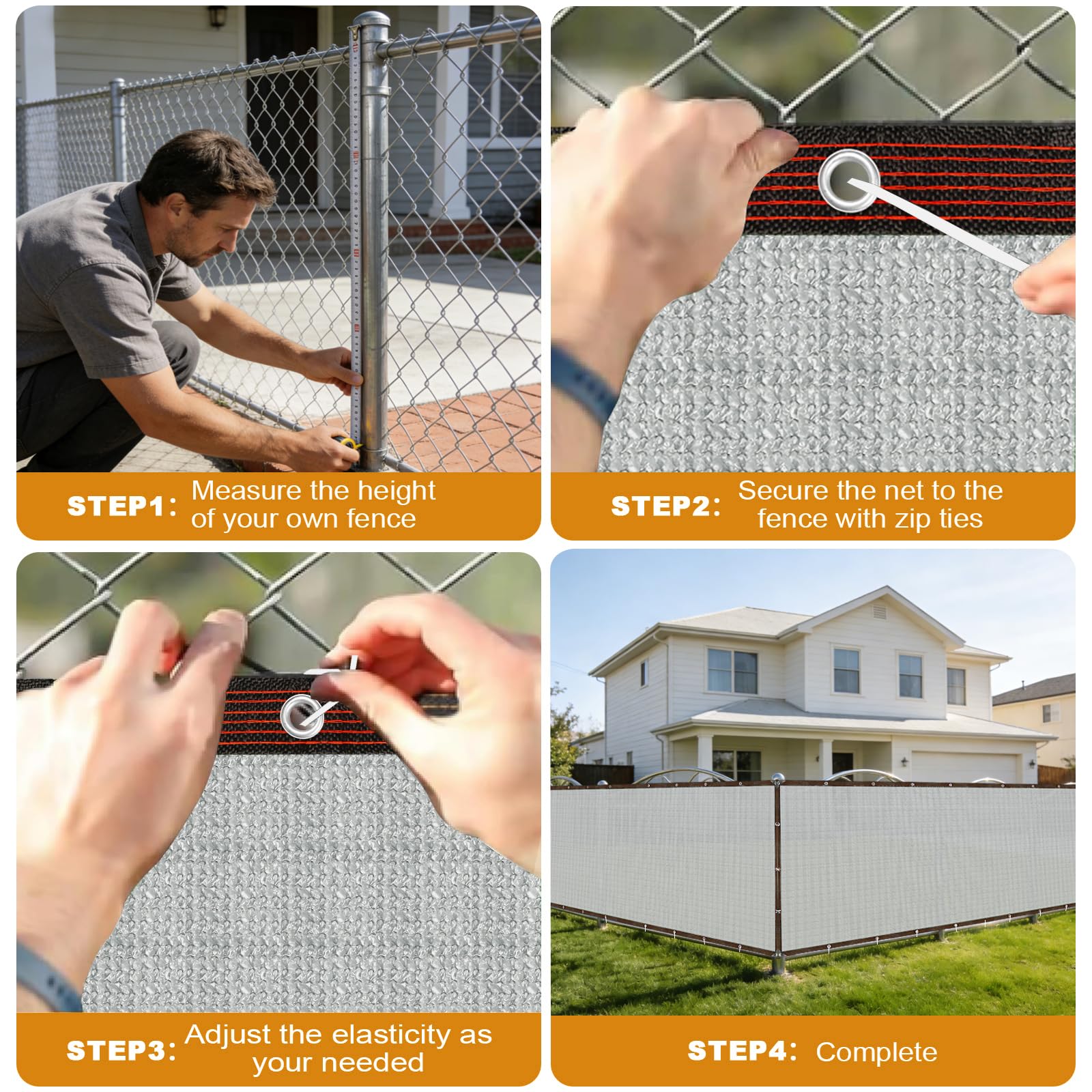Recinzione frangivista da giardino, recinzione per la privacy, balcone, 85% HDPE, rete ombreggiante per esterni, resistente agli strappi, con fori e fascette, colore grigio