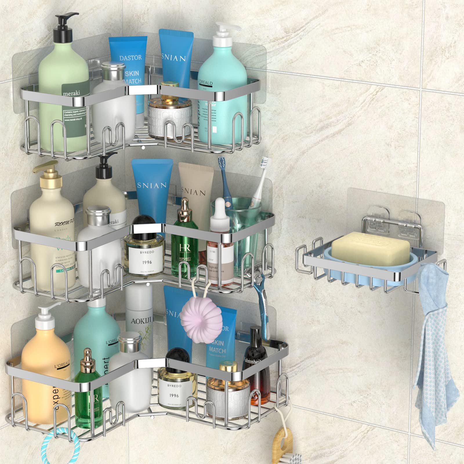 stusgo Corner Shower Caddy with Soap Holder