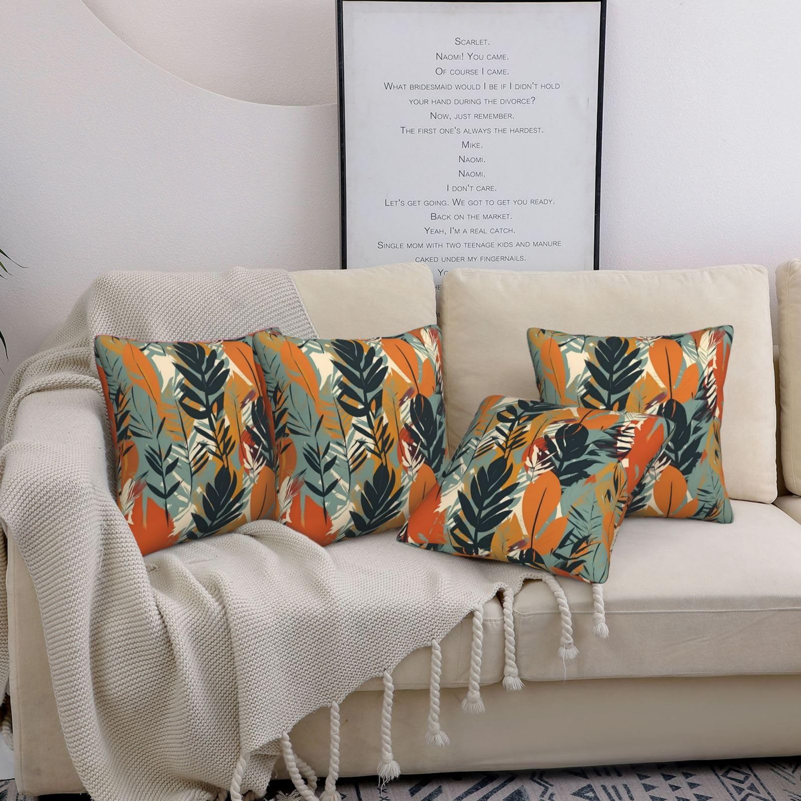 Housses de coussin pour salon et chambre, lot de 4 carrés modernes pour une ambiance cosy