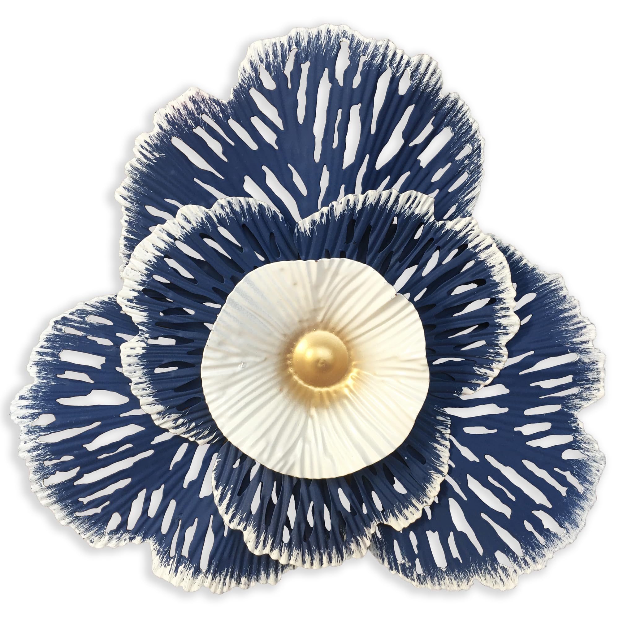 Picfarce 10 Inch Metal Flower Wall Art Decor, Rustic Modern Floral Sculpture, Distressed Iron Wall Hanging Home Decoration Accent Artworks for Indoor Kitchen Bedroom Living Room Office Outdoor Garden