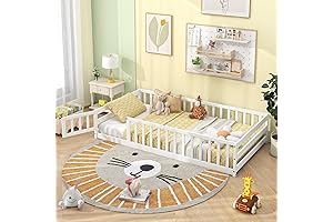 tatub Twin Size Floor Bed with Safety Guardrails for Kids