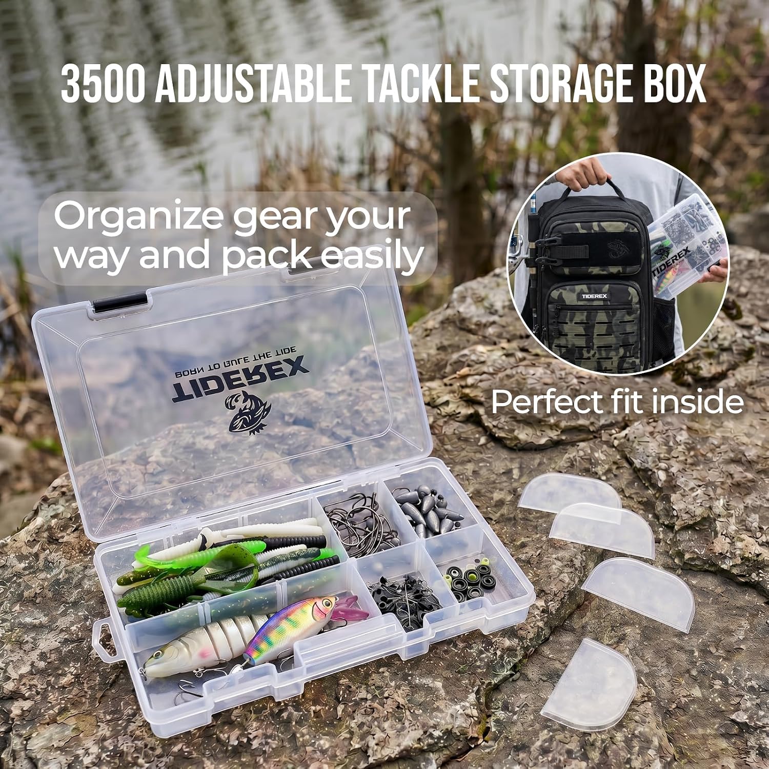Fishing Sling Bag with 3500 Tackle Box & Fishing Gear, Black Camo. | With Lures, Hooks, Rigs, Tools, Waterproof & Lightweight, Freshwater & Saltwater, Beginners Friendly, Fishing Gifts for Men