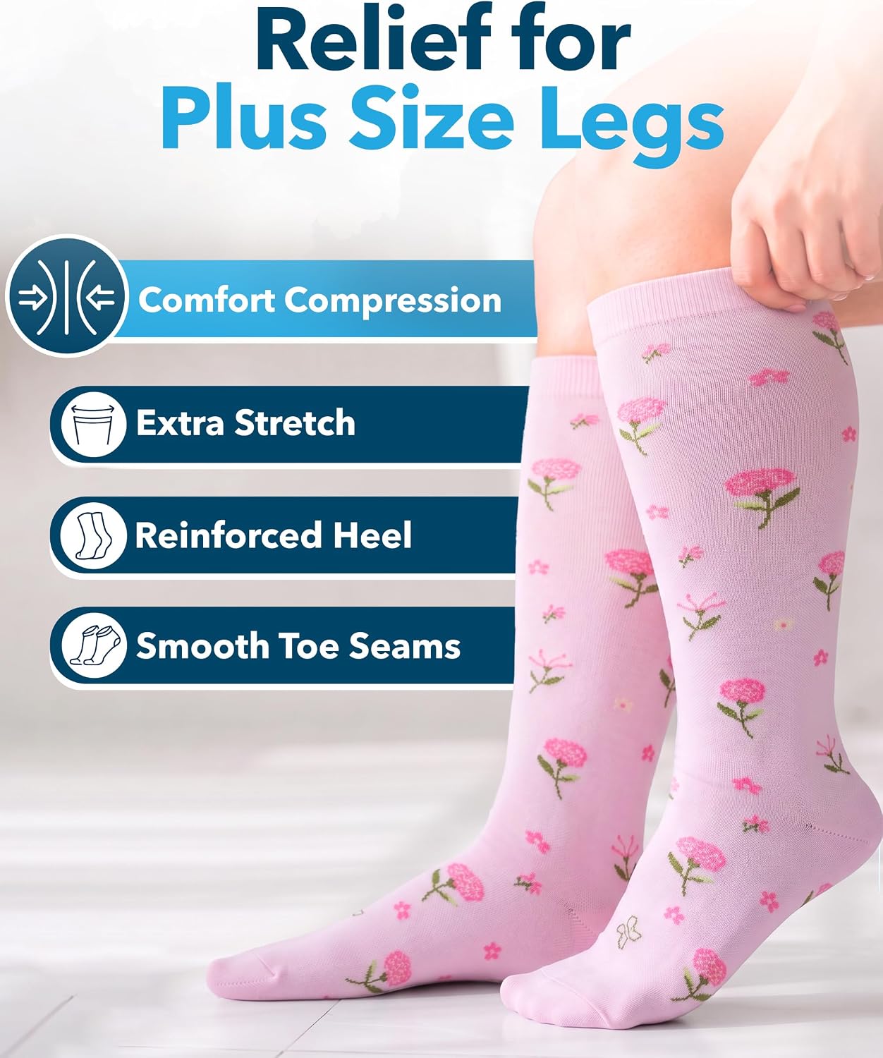 ® Plus Size Compression Socks for Women Wide Calf - 3 Pairs thumbnail