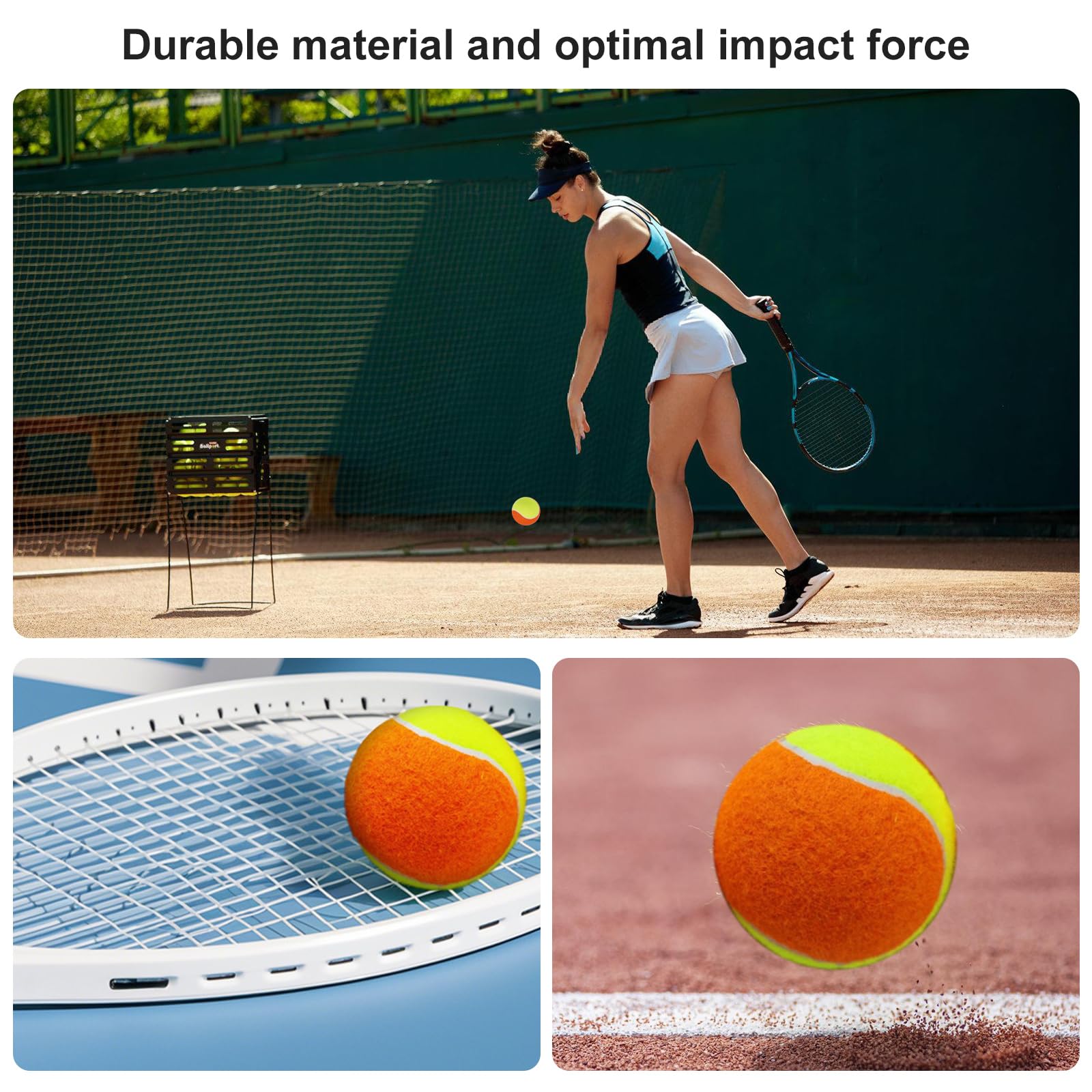 BORDEAG Lot de 15 balles de tennis pour enfants, étape 3 durable, débutants, cours de tennis, machines à balle, petits terrains