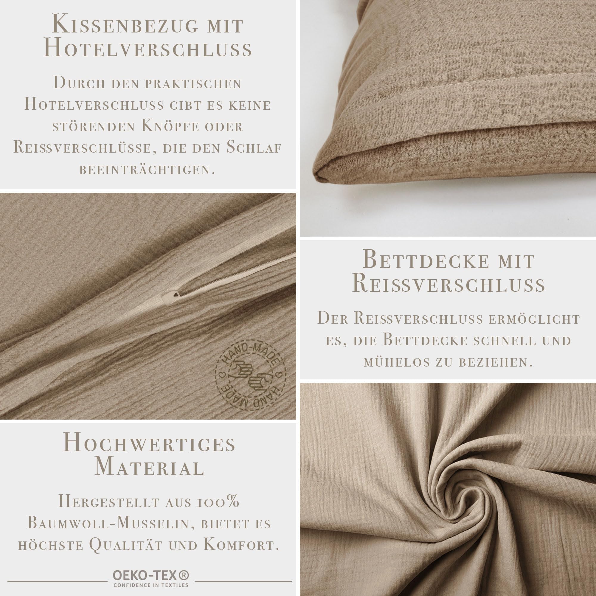 PaLulli® Pościel muślinowa, zestaw 155 x 220 cm, poszewka na poduszkę 80 x 80 cm, 100% bawełna organiczna, pościel dziecięca z certyfikatem Oeko-Tex, 155 x 220 cm + 80 x 80 cm