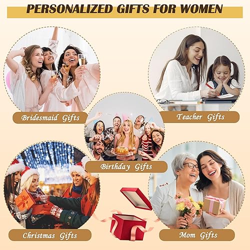 Miniatura 8 de YOOLIFE Bolsa de yute con inicial y 2 bolsas de maquillaje con cremallera, regalos personalizados para mamá, regalos de cumpleaños para mujeres y